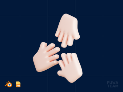 团队合作 - 3D 设计插图过程(Teamwork - 3D Design Process Illustration)