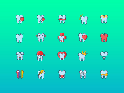牙齿标志/图标集(Teeth logo/icons set)