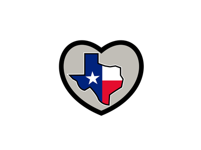 德克萨斯州国旗地图内的心脏图标(Texas Flag Map Inside Heart Icon)