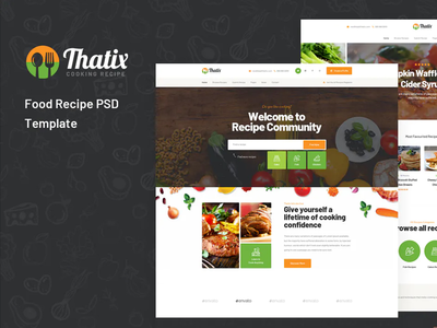 Thatix - 食物食谱 PSD 模板(Thatix - Food Recipe PSD Template)