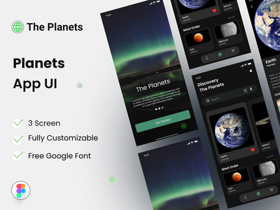 行星应用程序 UI 套件(The Planets App UI Kits)