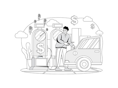 商人用美元泵为汽车加油(Businessman fueling car from Dollar pump)