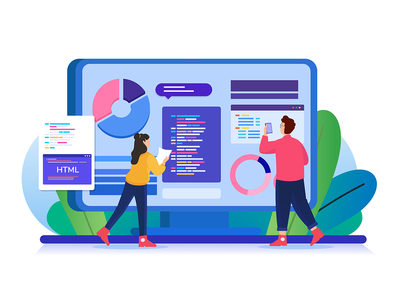 男人和女人一起做研究(Man and woman are doing research together)