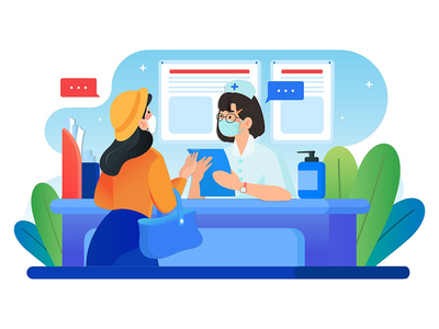 戴口罩的妇女在医院询问护士(Women wearing mask asking nurse in hospital)