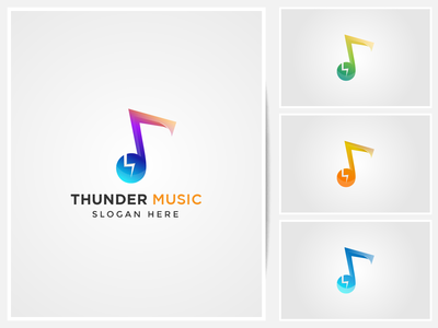 雷声音乐标志设计(thunder  music logo design)