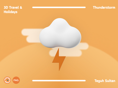 3D 旅行和假期插图包 - 雷暴(3D Travel and Holidays Illustration Pack - Thunderstorm)