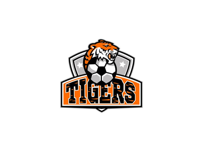 老虎足球足球球冠吉祥物(Tiger Soccer Football Ball Crest Mascot)