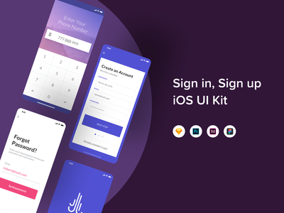唱歌，注册 iOS UI Kit(Sing in, Sign up iOS UI Kit)
