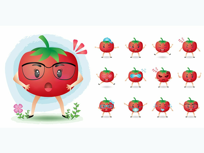 可爱的吉祥物番茄字符集集合(Cute mascot tomato character set collection)