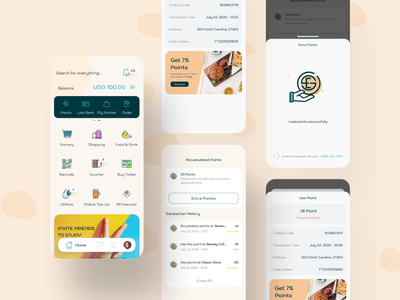 充值点数数字钱包移动用户界面套件(Top-Up Points Digital Wallet Mobile UI Kit)