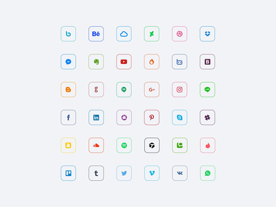 顶级社交媒体图标包视图(Top social media icon pack border view)