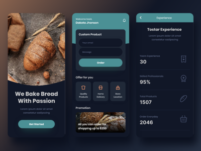 Tostar - 订购面包应用程序黑暗模式(Tostar - Order Bread App Dark Mode)