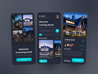 旅行应用程序概念-黑暗(Travel app concept - Dark)