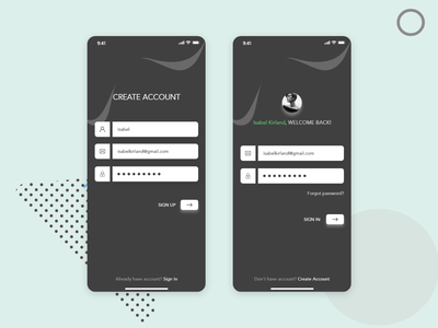 具有深色模式样式的登录和注册屏幕(Sign In and Sign Up screen with Dark Mode style)