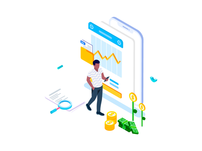 跟踪财务成本等距图(Track Financial Costs Isometric Illustration)