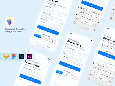 ButrFly - 社交 UI 工具包 - 登录和注册(ButrFly - Social UI Kit - Sign in & Sign Up)