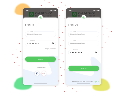 Shopping Online 应用程序的登录和注册屏幕(Sign In and Sign Up screen for Shopping Online app)