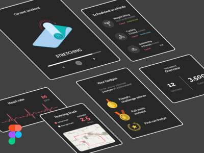 锻炼训练 UI 组件深色主题(Workout Training UI Components Dark Theme)