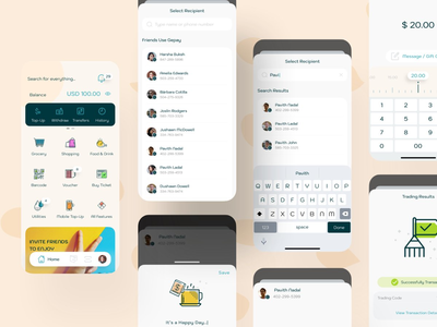 转账 - Digital Waller 移动 UI 套件(Transfer Money -  Digital Waller Mobile UI Kit)