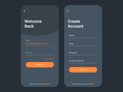 平面登录注册 Dark Ui(Flat login signup Dark Ui)