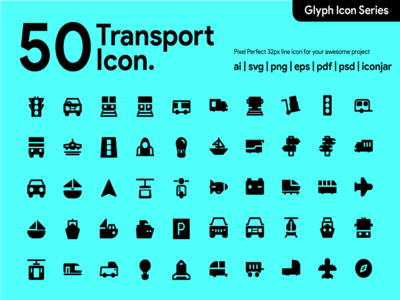 Kawaicon - 50 交通标志图标(Kawaicon - 50 Transportation Glyph Icon)