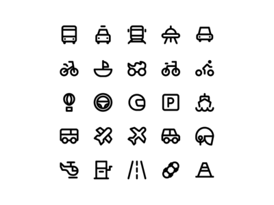 交通旅行图标集矢量(Transportation travel icon set vector)