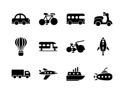 交通图标集字形(Transportation Icon Set Glyph)