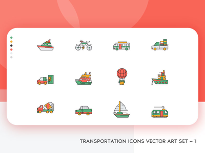 交通图标矢量艺术集-1(TRANSPORTATION ICONS VECTOR ART SET - 1)