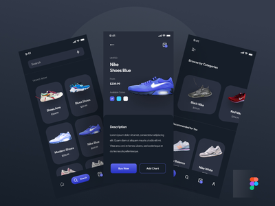 鞋子应用程序 - 黑暗模式(Shoes App - Dark Mode)