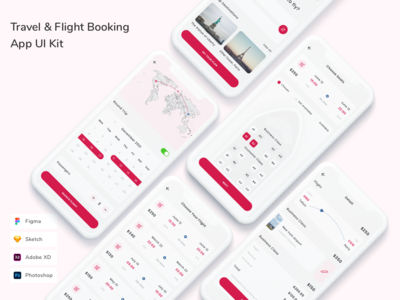 旅行和航班预订应用程序 UI 套件(Travel & Flight Booking App UI Kit)