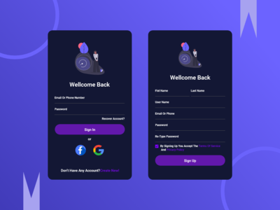 注册并登录页面（深色版）(Sign Up And Sign In Page (Dark Version))