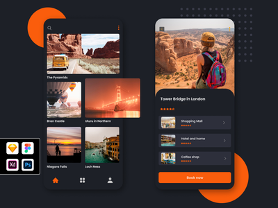 旅行应用程序 UI 黑暗(Travel App Ui Dark)