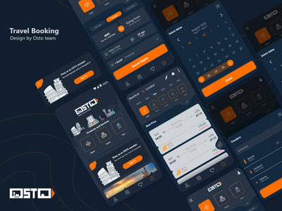 旅行预订应用程序模板_深色模式(Travel Booking App Template _ Dark mode)