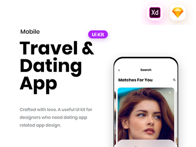 旅行和约会应用程序 - 移动 UI 套件(Travel & Dating App - Mobile UI KIT)
