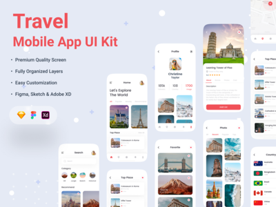 旅行移动应用程序 UI 套件(Travel Mobile App UI kit)