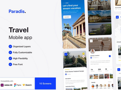 旅行移动应用程序 UI 套件(Travel Mobile App UI Kit)
