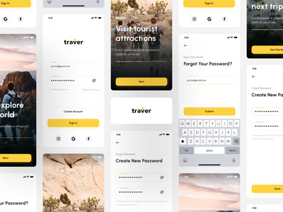 Traver - 旅行 UI 套件应用程序（入职和登录流程）(Traver - Travelling UI Kit Apps (Onboarding and Login Flow))