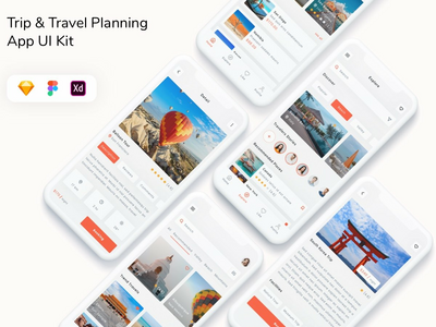 旅行和旅行计划应用程序 UI 套件(Trip & Travel Planning App UI Kit)