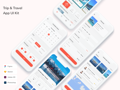 旅行和旅行应用程序 UI 套件(Trip & Travel App UI Kit)