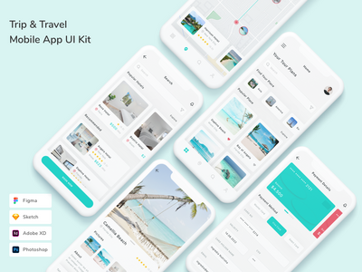 Trip & Travel 移动应用程序 UI 套件(Trip & Travel Mobile App UI Kit)