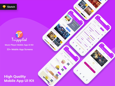 Tripppled - 电影预订移动应用 UI 套件（草图）(Tripppled - Movie Booking Mobile App UI Kit (Sketch))