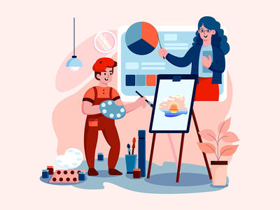 男孩按照在线老师的指示画画。(The boy draws according to the instructions of online teacher.)