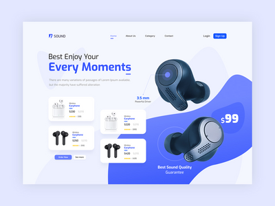 音乐无线耳机（TWS）促销销售模板登陆页面主题(Music wireless headphone (TWS) Promotional sale template landing page theme)