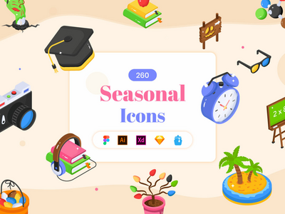 260 季节性图标集合(260 Collection Of Seasonal Icons)