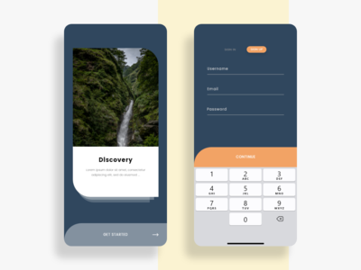 欢迎和注册概念屏幕(Welcome and Sign Up concept screens)