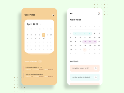 日历屏幕的多个选项(Multiple options for Calendar screen)