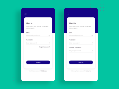 移动应用程序的登录和注册概念屏幕(Signin and Signup concept screens for Mobile app)