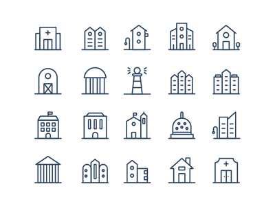 建筑物线图标(Buildings Line Icon)