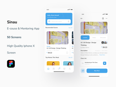 Sinau - Mobile E- Course & Mentoring App UI KIT(Sinau - Mobile E- Course & Mentoring App UI KIT)