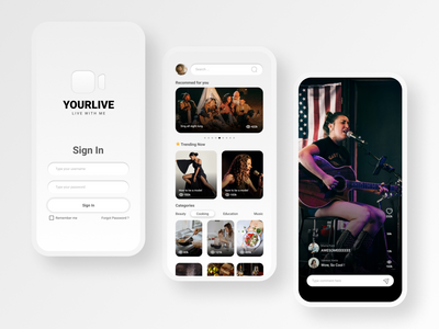 UI Kit Mobile Apps Live Stream 白色(UI Kit Mobile Apps Live Stream White)